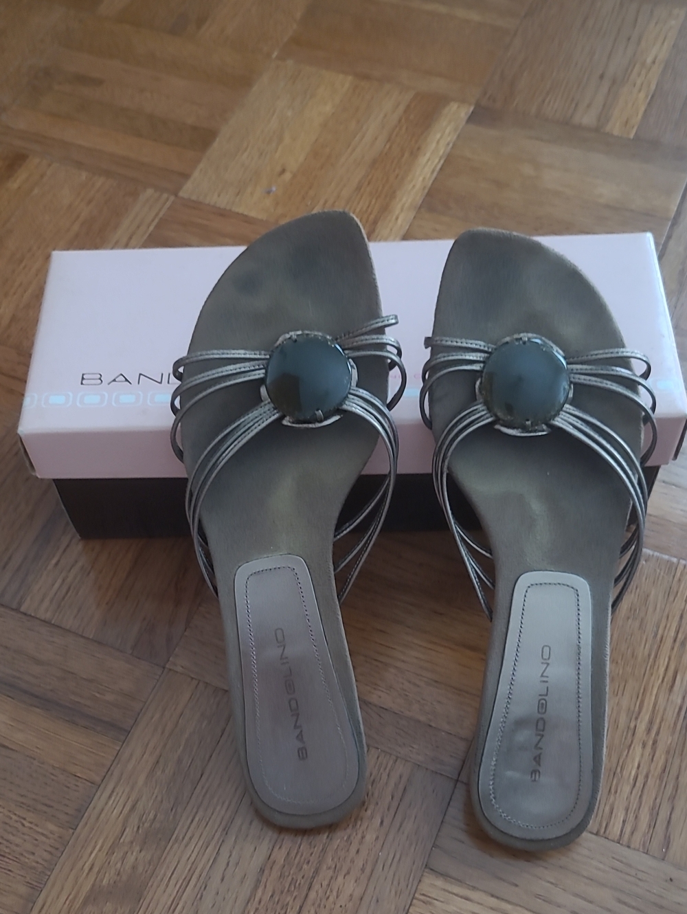 Bandolino Metallic Brown Slip-On Mules with Decorative Round Accent